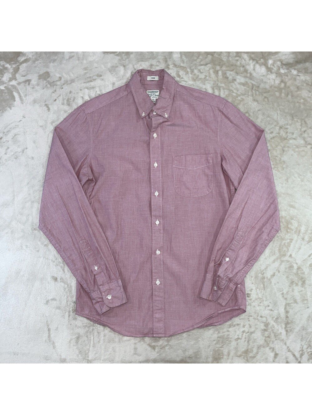 J.Crew Secret Wash Shirt Red Slim Fit Button Down Organic Cotton Shirt Mens S